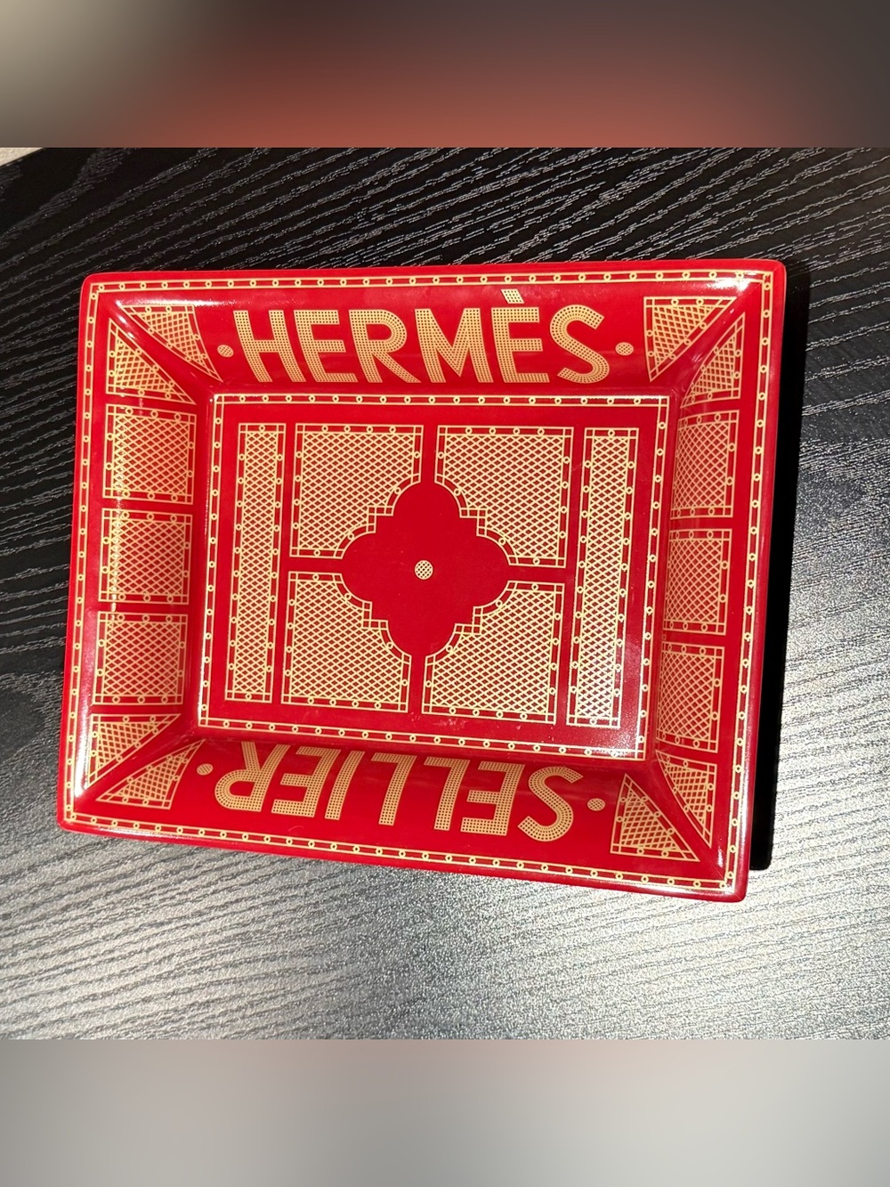 Hermes Red and Gold Enamel Trinket Dish